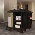 Cleaning Carts | Suncast Commercial HKCCT100 23.25 in. x 53.18 in. x 46.57 in. 1 Shelf Plastic Compact Standard Housekeeping Cart - Black image number 1