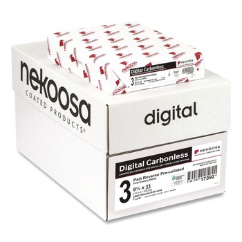  | Nekoosa 17392 8-1/2 in. x 11 in. Fast Pack Digital Carbonless Paper - Pink/Canary/White (5/Carton)