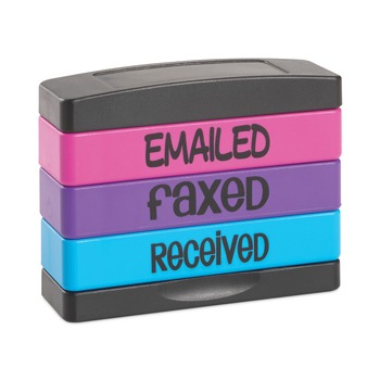 Trodat 8800 1.81 in. x 0.63 in. Emailed Faxed Received Interlocking Stack Stamp - Assorted Fluorescent Ink