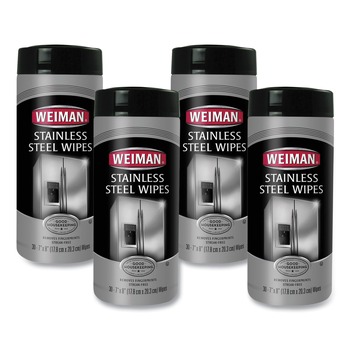 WEIMAN 92CT 1-Ply 7 in. x 8 in. Stainless Steel Wipes - White (4/Carton)