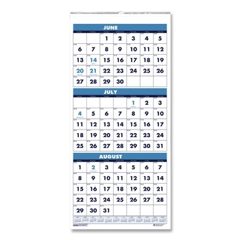 House of Doolittle 3645 14-Month: June 2025 to July 2026 8 in. x 17 in. Academic Year Recycled Three-Month Format Wall Calendar - White Sheets