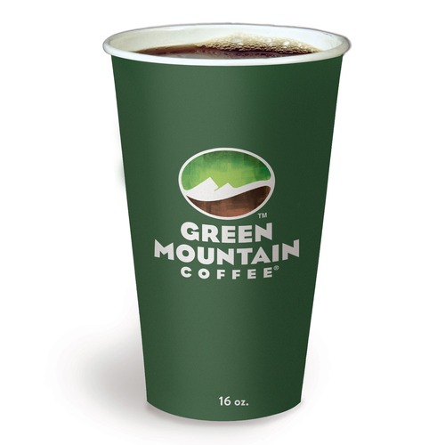 Cups and Lids | Green Mountain Coffee 5000363814 16 oz Paper Hot Cups with Green Mountain Design (1000/Carton) image number 0