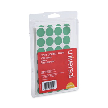 Universal UNV40115 0.75 in. Diameter Self-Adhesive Removable Color-Coding Labels - Green (28/Sheet, 36 Sheets/Pack)