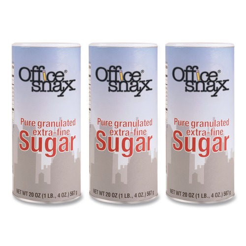 Condiments | Office Snax OFX00019G 20 oz Reclosable Canister of Sugar (3/Pack) image number 0