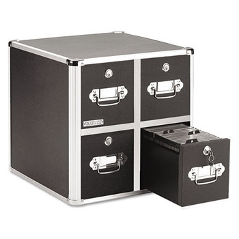 Vaultz VZ01049 Four-Drawer CD File Cabinet Holds 660 Folders or 240 Slim/120 Standard Cases - Black