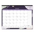 Bulletin Boards | Blueline C194128 12-Month (Jan-Dec): 2026 22 in. x 17 in. Floral Artwork Monthly Desk Pad Calendar - Black Binding, White/Multicolor Sheets image number 0