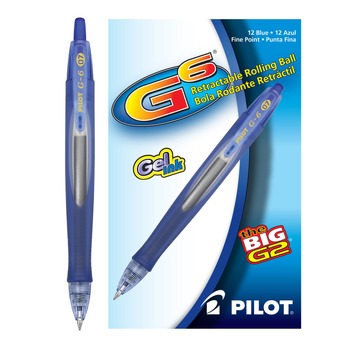 Pilot 31402 G6 Fine 0.7 mm Retractable Gel Pen - Blue Ink/Blue Barrel (1-Dozen)