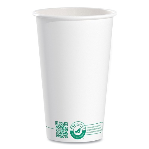 Cups and Lids | SOLO 316PLA-PLANET 16 oz Compostable Paper Hot Cups - White/Green (1000/Carton) image number 0