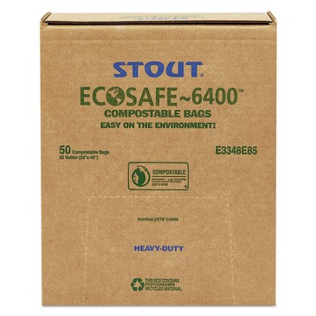 Stout by Envision E3348E85 32 Gallon 0.85 mil 33 in. x 48 in. EcoSafe-6400 Bags - Green (50/Box)
