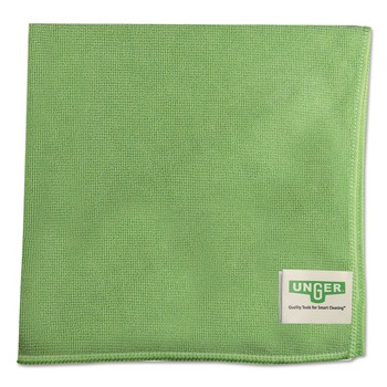 CLEANING CLOTHS | Unger MF400 16 in. x 15 in. SmartColor Microfiber MicroWipes - Green (10/Pack)