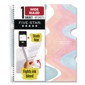 Notebooks & Pads | Five Star 930060F Brushy Moves Pastel Waves Design Notebook with Study App, 1-Subject, Wide/Legal Rule, Assorted Cover Color, (80)11 x 8.5 Sheets image number 0