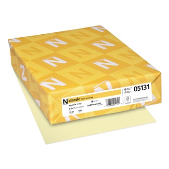 Neenah Paper 06551 8.5 in. x 11 in. 24 lbs. Bond Weight CLASSIC Laid Stationery - Baronial Ivory (500/Ream)