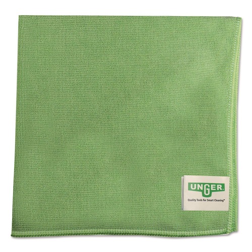 Cleaning Cloths | Unger MF400 16 in. x 15 in. SmartColor Microfiber MicroWipes - Green (10/Pack) image number 0
