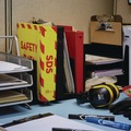 Binders | Avery 18950 11 in. x 8.5 in. 1.5 in. Capacity 3-Rings Heavy-Duty Preprinted Safety Data Sheet Binder - Yellow/Red image number 3