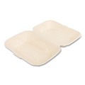 Food Trays, Containers, and Lids | Boardwalk BWKHINGE96NPFA 6 in. x 3 in. x 9 in. Bagasse PFAS-Free Hinged Lid Food Containers - Tan (250/Carton) image number 1