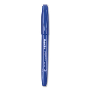 Universal UNV07073 Fine Bullet Tip Pen-Style Permanent Marker - Blue (1 Dozen)