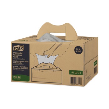 SKIN CARE AND HYGIENE | Tork 520374 16.34 x 14 1-Ply Industrial Cleaning Cloths - Gray (210/Carton)