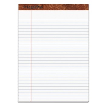 TOPS 75330 50-Sheet 8.5 in. x 11 in. Wide/Legal Rule "The Legal Pad" Ruled Perforated Pads - White (1-Pad)
