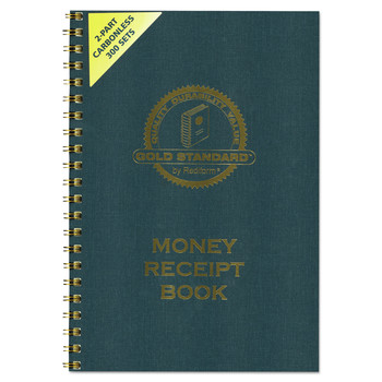 Rediform 8L810 300 Forms Total 7 in. x 2.75 in. Two-Part Carbonless Gold Standard Money Receipt Book