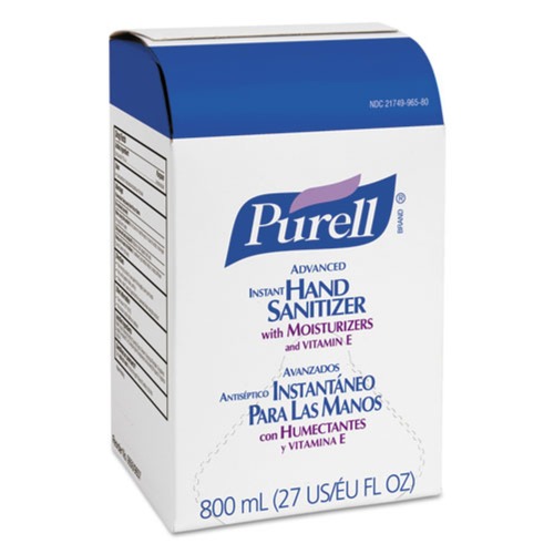 Hand Sanitizers | PURELL 9657-12 800 mL Advanced Gel Hand Sanitizer Bag-in-Box Refill - Unscented (12/Carton) image number 0