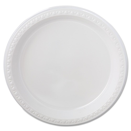  | Chinet 81209 9 in. Heavyweight Plastic Plates - White (125/Pack, 4 Packs/Carton) image number 0