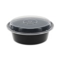 Food Trays, Containers, and Lids | Pactiv Corp. NC729B 32 oz 7 in. Diameter x 2 in. h Newspring VERSAtainer Plastic Microwavable Containers - Black/Clear (150/Carton) image number 3