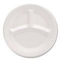 Bowls and Plates | Dart 9CPWQR 3-Compartment 9 in. Diameter Mediumweight Foam Plates - White (125/Pack) image number 2