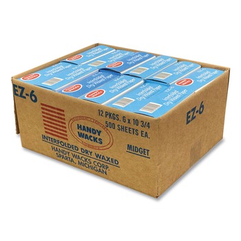Handy Wacks EZ6 10.75 in. x 6 in. Interfolded Dry Waxed Paper Deli Sheets (12/Carton)