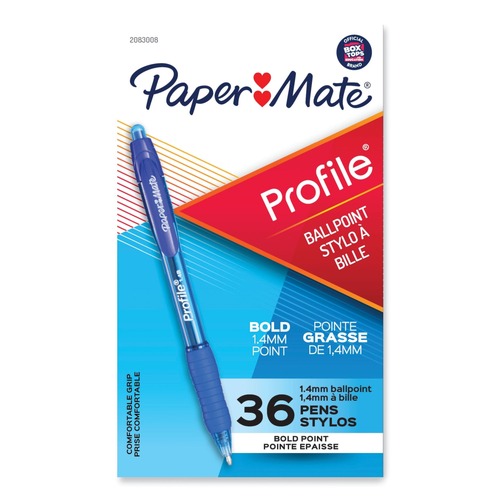 Pens | Paper Mate 2083008 Profile Bold 1.4 mm Retractable Ballpoint Pen - Blue (36/Pack) image number 0