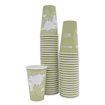 FACILITY MAINTENANCE SUPPLIES | Eco-Products EP-BHC16-WAPK 16 oz. World Art Renewable and Compostable Paper Hot Cups - Moss (50/Pack)
