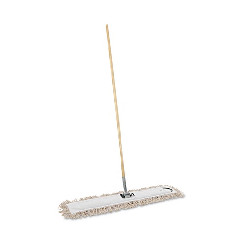  | Boardwalk BWKM365C 36 in. x 5 in. Cotton Head 60 in. Wood Handle Cotton Dry Mopping Kit - Natural (1-Kit) image number 0