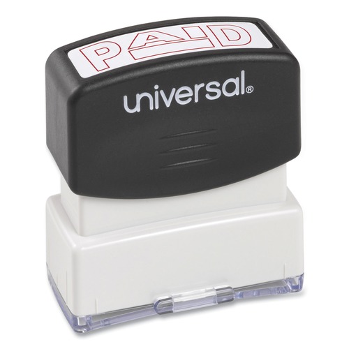 Stamps & Stamp Supplies | Universal UNV10062 Pre-Inked One-Color PAID Message Stamp - Red image number 0