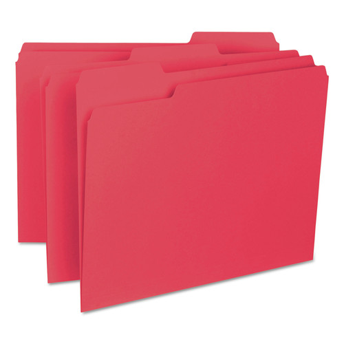 File Folders | Smead 10267 1/3-Cut Tabs Assorted Letter Size 0.75 in. Expansion Interior File Folders - Red (100/Box) image number 0