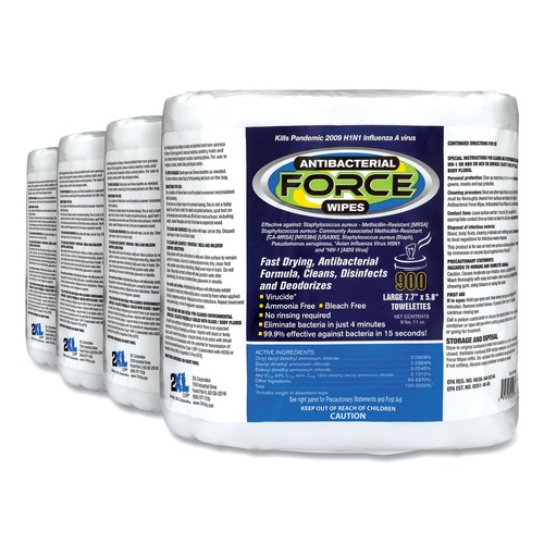 All-Purpose Cleaners | 2XL 401-4 1-Ply 6 x 8 FORCE Disinfecting Wipes Refill - Unscented/White (4/Carton) image number 0