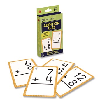 Carson-Dellosa 0769677118 Addition 0 to 12 Flash Cards, 3.25  x 5.25, Assorted Colors, 54 Cards