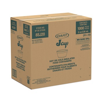 KITCHEN | Dart 8SJ20 8 oz. Extra Squat Foam Container - White (50 Packs/Carton)