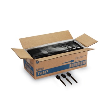 Dixie TH517 Heavyweight Plastic Cutlery Teaspoons - Black (1000/Carton)