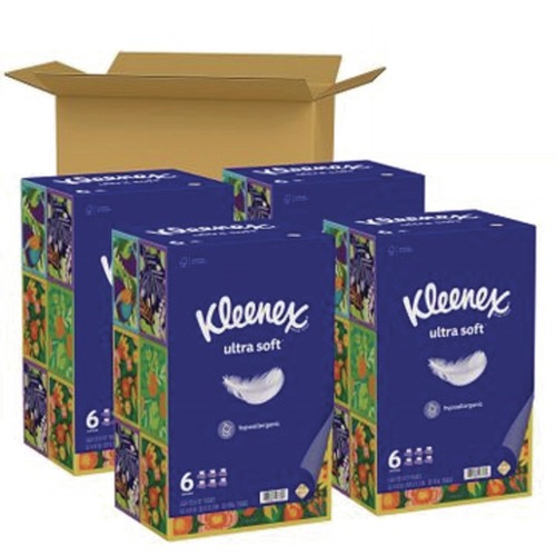Tissues | Kleenex 54317 3-Ply Ultra Soft Facial Tissue - White (4 Packs/Carton) image number 0