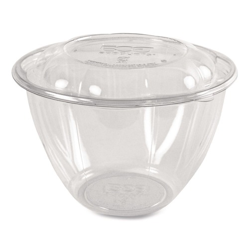 Bowls and Plates | Eco-Products EP-SB48 48 oz. Renewable and Compostable Plastic Salad Bowls with Lids - Clear (150/Carton) image number 0