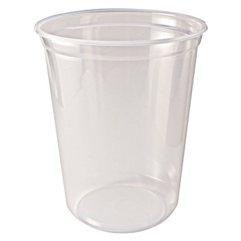 Fabri-Kal 000000000009505104 4.6 in. Diameter x 5.6 in. h 32 oz Microwavable Plastic Deli Containers - Clear (500/Carton)
