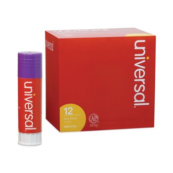 ADHESIVES AND GLUES | Universal UNV74752 1.3 oz. Dry-Clear Glue Sticks - Purple (12/Pack)