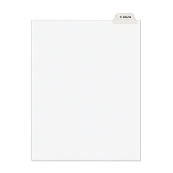 Avery 11950 11 in. x 8.5 in. 26-Tab Exhibit K Avery-Style Preprinted Legal Bottom Tab Divider - White (25/Pack)