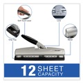 Staple Punches | Swingline A7074026E LightTouch 9/32 in. Holes 12-Sheet Desktop Two- to Three-Hole Punch - Black/Silver image number 3
