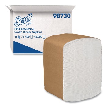 Scott 98730 12 in. x 17 in. 1-Ply Full-Fold Dispenser Napkins - White (6000/Carton)