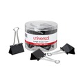Binding Spines & Combs | Universal UNV11112 Binder Clips with Storage Tub - Large, Black/Silver (12/Pack) image number 0