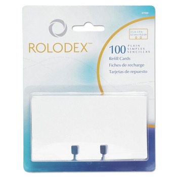 FLASH CARDS | Rolodex 67558 2.25 in. x 4 in. Plain Unruled Refill Card - White (100/Pack)