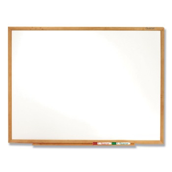 Quartet S573 36 in. x 24 in. Oak Finished Fiberboard (MDF) Frame Classic Series Total Erase Dry Erase Boards - White Surface