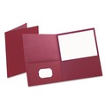 File Folders | Oxford 57557 11 in. x 8.5 in. 0.5 in. Capacity Embossed Leather Grain Paper Twin-Pocket Folder - Burgundy (25/Box) image number 1