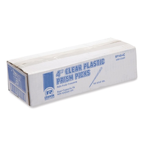 Cutlery | AmerCareRoyal RP149-4C 4 in. Plastic Prism Picks - Clear (2500/Carton) image number 0