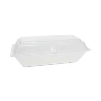Pactiv Corp. 0TH10099Y000 9.75 in. x 5 in. x 3.25 in. Foam Hinged Lid Containers - White (560/Carton)